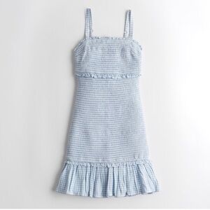 Hollister blue and white gingham smocked mini dress